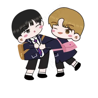 玩耍的卡通可爱小学生