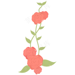 七夕情人节卡通玫瑰藤曼装饰