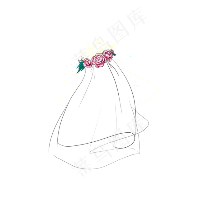 婚礼玫瑰花环头纱(1200X1200(DPI:72))psd模版下载