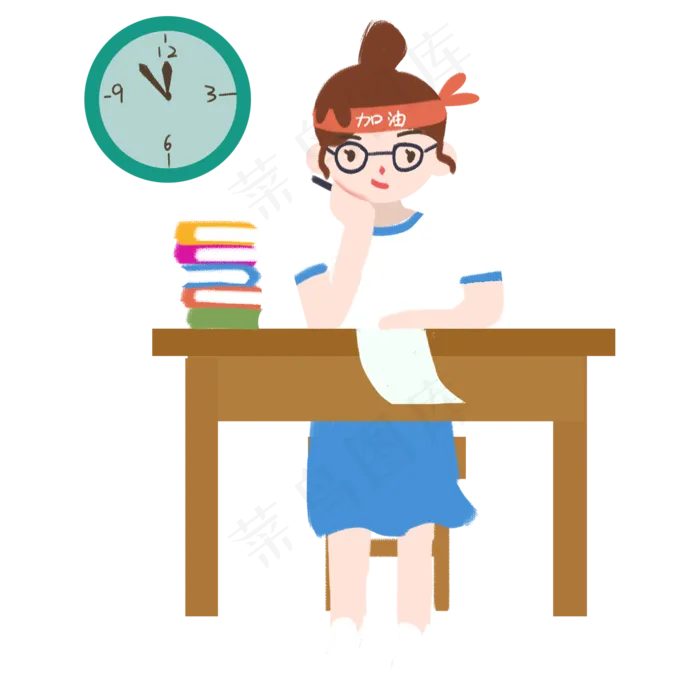 高考努力学习做作业的女生免扣图(2000X2000(DPI:300))psd模版下载