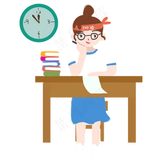 高考努力学习做作业的女生免扣图