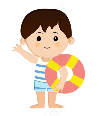 拿着游泳圈小男孩素材