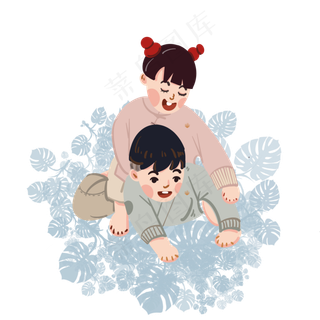 儿童节孩子嬉笑打闹