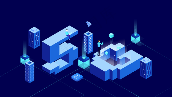 2.5D风格互联网科技手机通讯5G网络