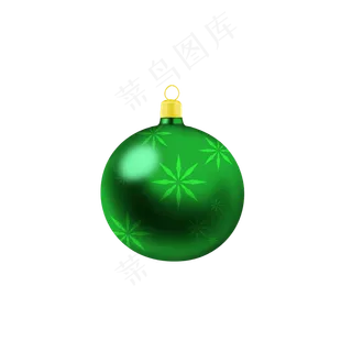 手绘圣诞装饰球绿色雪花创意可商,免抠元素