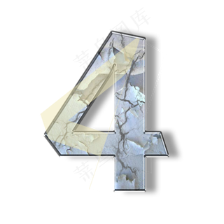 破旧裂纹墙壁PSD数字4