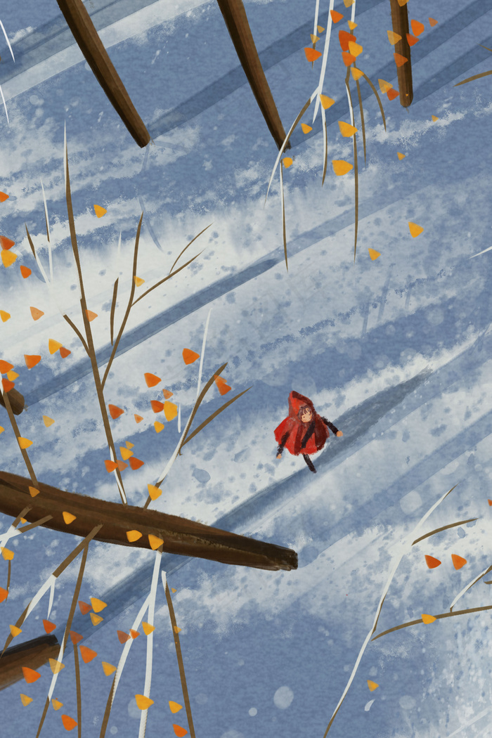 冬天雪地里的小女孩(3545X5315(DPI:300))psd模版下载