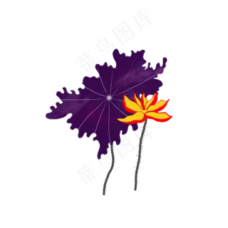 两株立着的荷花荷叶