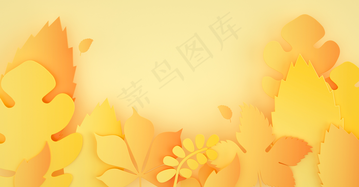 C4D剪纸风秋天上新电商背景