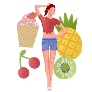 夏季吃水果女孩