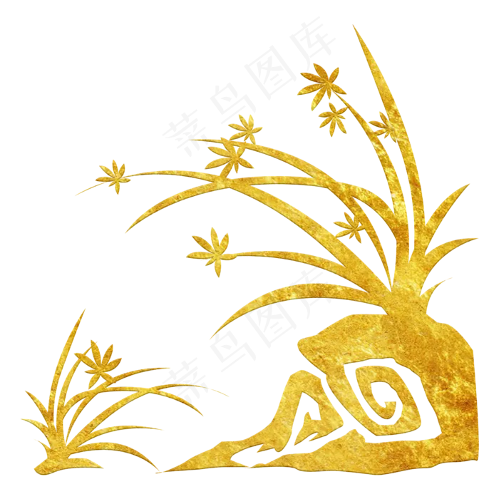 中国风传统烫金鲜花花纹装饰图之,免抠元素(2500X2500(DPI:300))psd模版下载