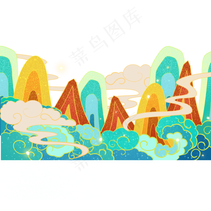 国潮山水海浪(2500X2500(DPI:300))psd模版下载