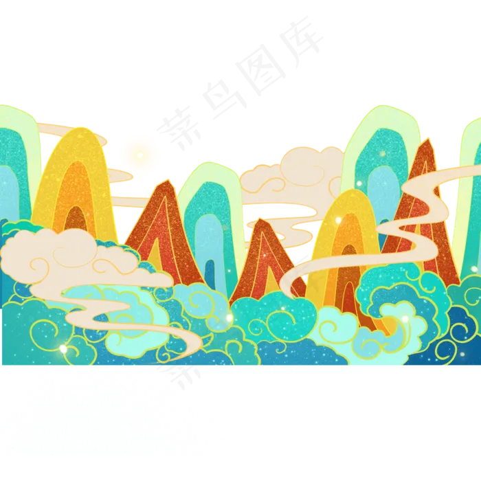 国潮山水海浪(2500X2500(DPI:300))psd模版下载