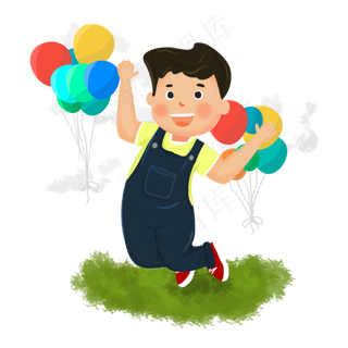 童年欢乐跳跃的小男孩