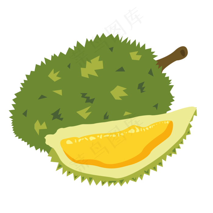 热带水果榴莲手绘