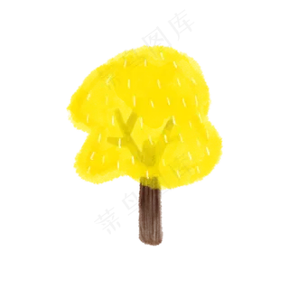 手绘水墨水彩秋季秋树素材元素