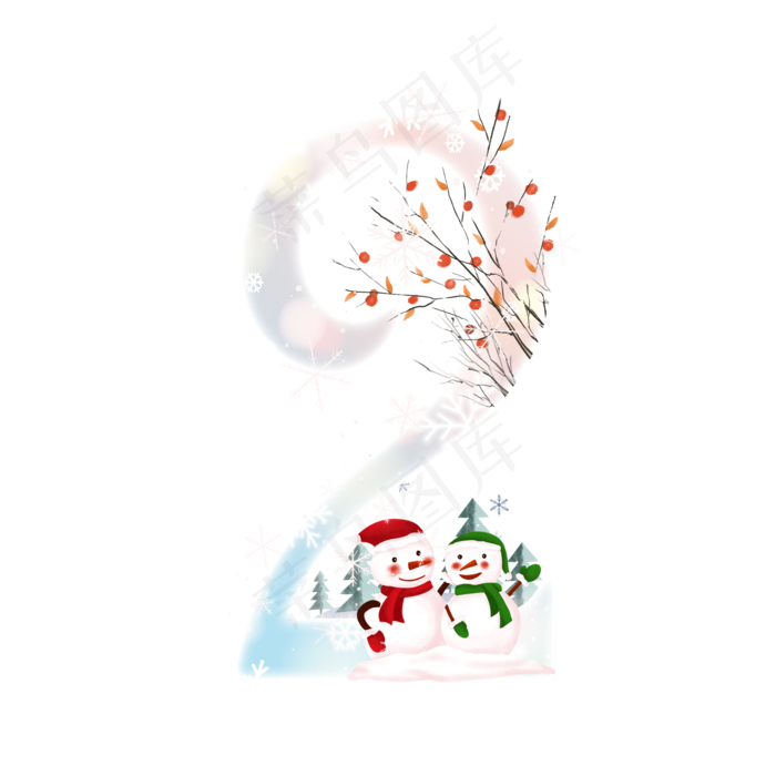 冬天雪人数字2(2000*2000px 	      )psd模版下载