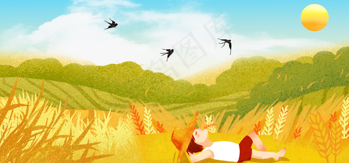 卡通风芒种banner图