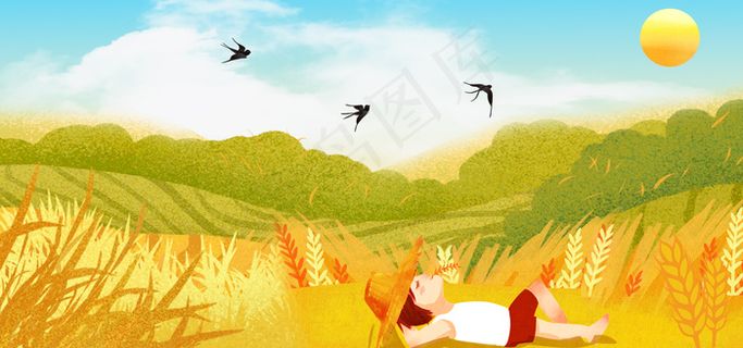 卡通风芒种banner图