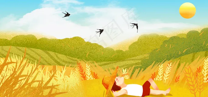 卡通风芒种banner图 卡通风芒种banner图