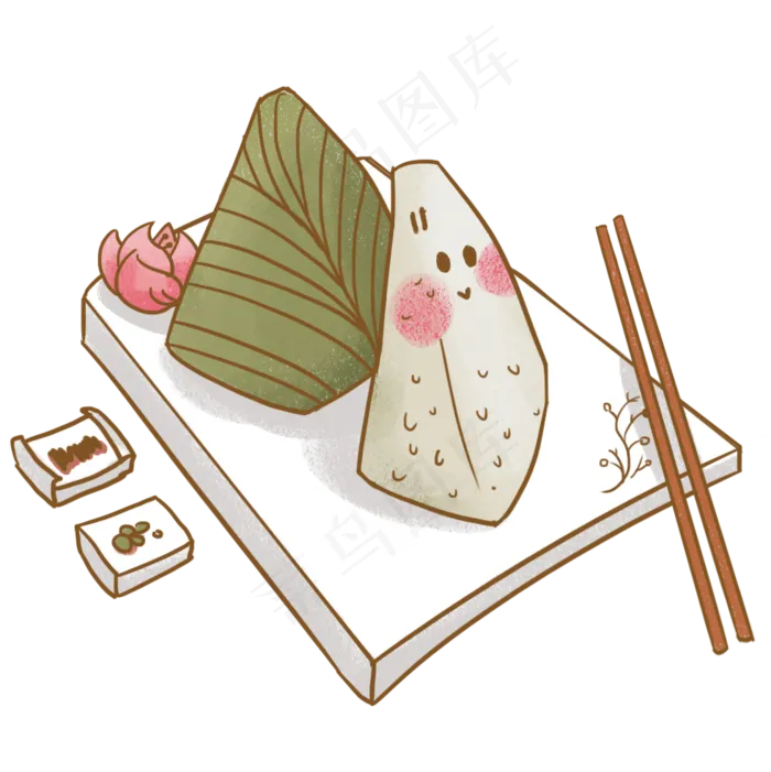 端午节日系平面设计粽子动态手绘(1000X1000(DPI:300))psd模版下载