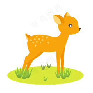 矢量手绘卡通小鹿,免抠元素