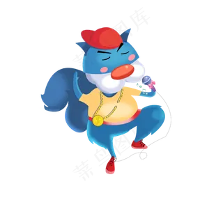 跳舞的狼手绘卡通动物狼食肉动物