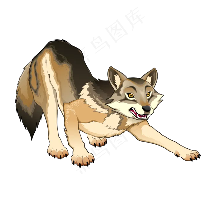 卡通凶猛的狼矢量素材(550X550)eps,ai矢量模版下载