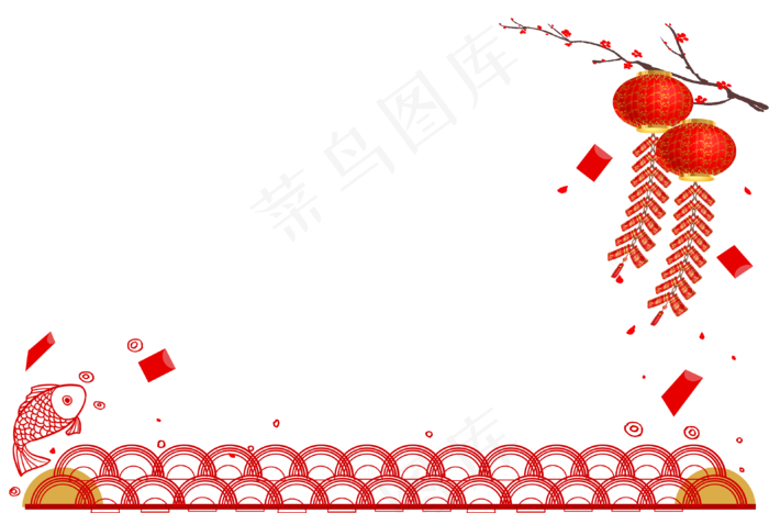红色喜庆春节边框,免抠元素(3151X2100(DPI:300))psd模版下载
