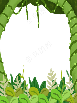 热带边框装饰藤蔓热带PNG,免抠元素