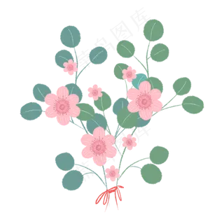 手绘小清新春天手捧花束下载,免抠元素