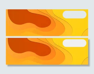 立体剪纸渐变装饰黄橙边框