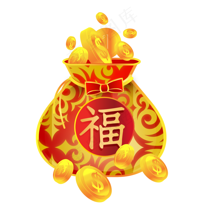 新年春节福袋装饰,免抠元素