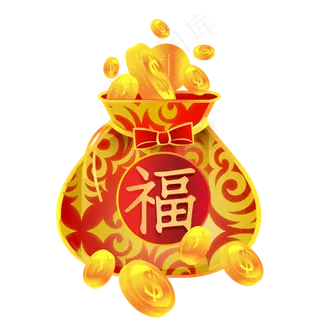 新年春节福袋装饰,免抠元素