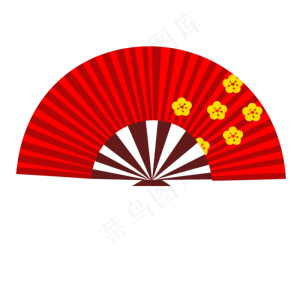中国风红色梅花扇子,免抠元素