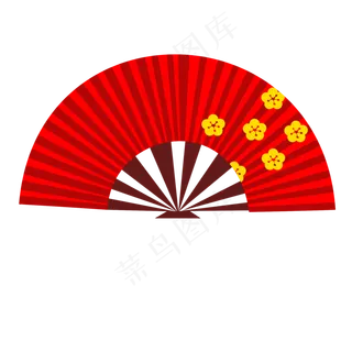 中国风红色梅花扇子,免抠元素
