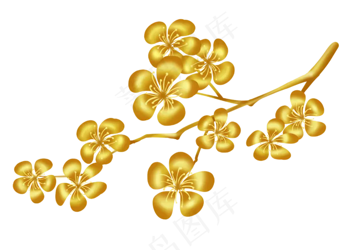 金色花梅花樱花中国风(3000X2126(DPI:300))psd模版下载