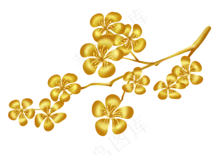 金色花梅花樱花中国风