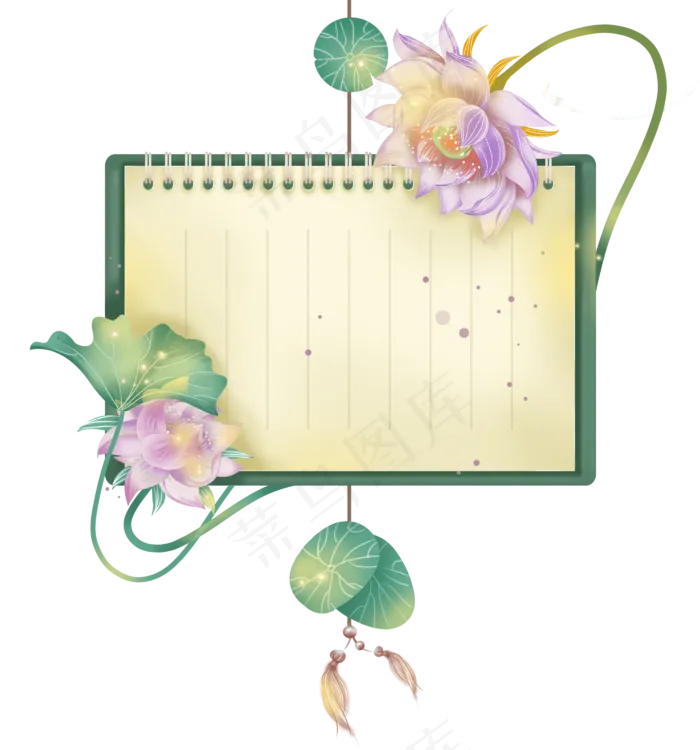 荷花文字框挂坠PNG图片,免抠元素(2800X3000(DPI:300))psd模版下载