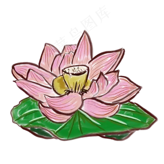 水墨粉色荷花荷叶风格