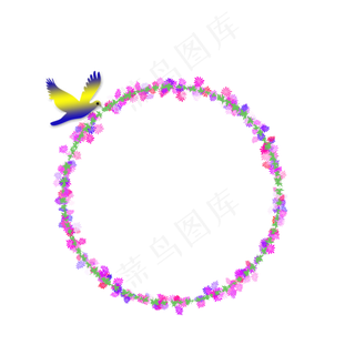 花鸟装饰圆形边框,免抠元素