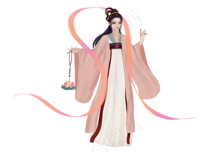 手绘元宵节古风女子(1125X2436(DPI:72))psd模版下载