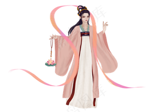 手绘元宵节古风女子