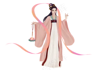 手绘元宵节古风女子