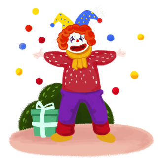 愚人节马戏小丑抛球球手绘人物PNG,免抠元素