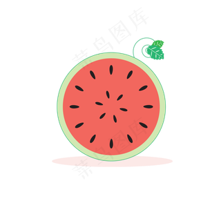 夏季矢量西瓜水果图标透明底
