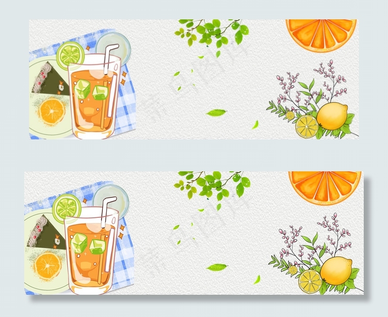 清新文艺水果柠檬茶水果茶淘宝banner(1920*700px 	       )psd模版下载