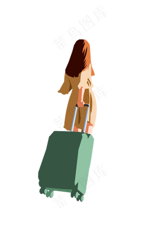 春分提行李箱的女人,免抠元素