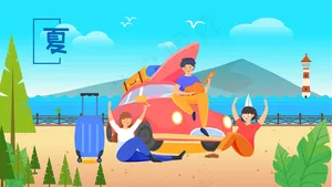 夏天海边避暑美景夏日阳光