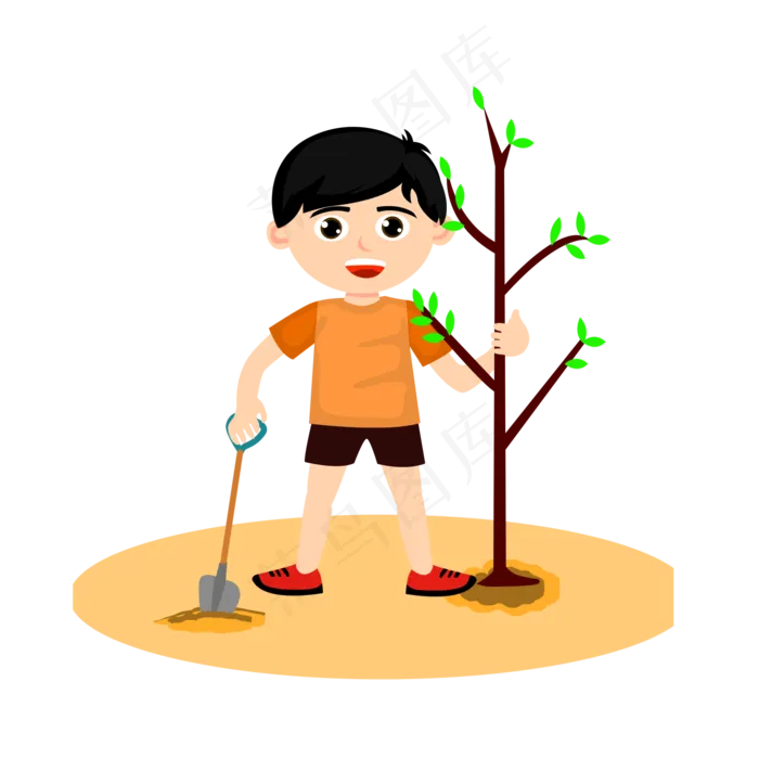 卡通树木植树节儿童(2000X2000(DPI:300))psd模版下载
